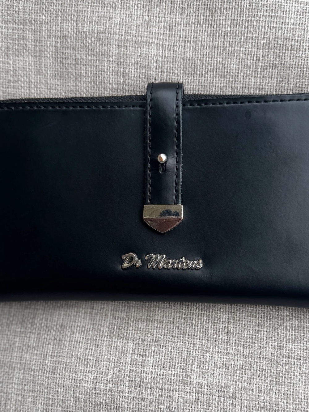 Rare Dr. Martens Black Continental Smooth Leather Wallet with Silver Hardware